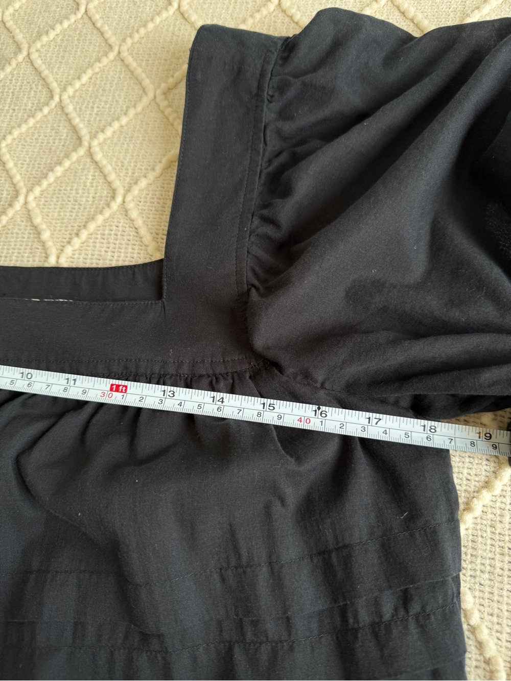 J.Crew Calliste Black Square Neck Puff Sleeve Cotton Babydoll Mini Dress S - Picture 9 of 10